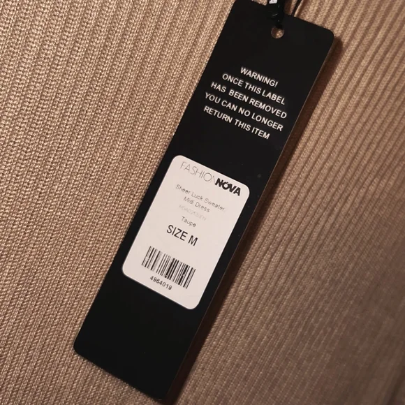 Fashion Nova Tan Ribbed Midi Dress | Sz M - Picture 5 of 7